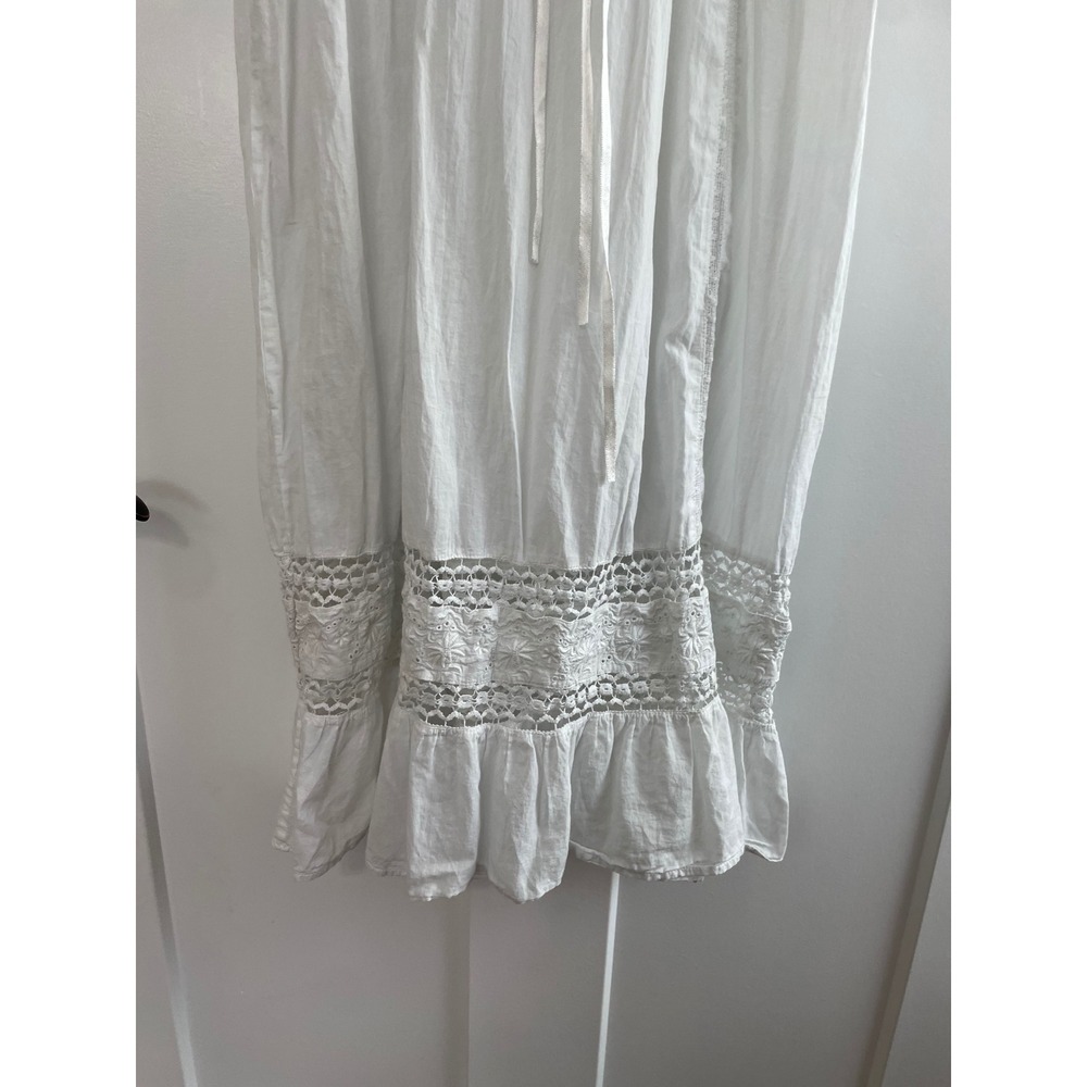 LoveShackFancy White Eyelet Lace Embroidered Midi Dress Flutter Sleeve XS - Picture 3 of 11
